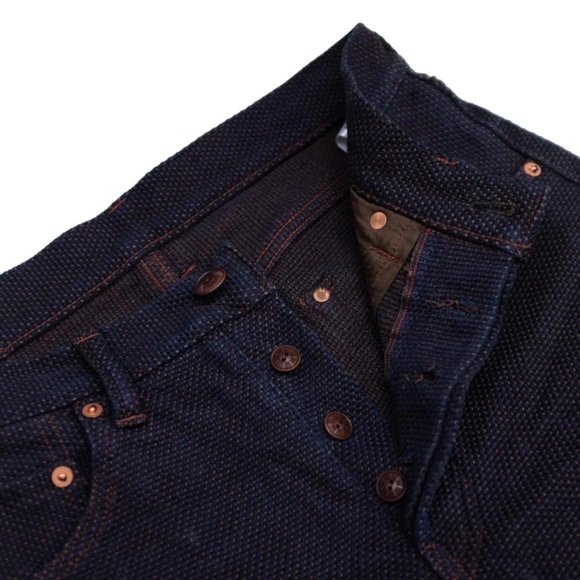Studio D'Artisan Indigo Kakishubi Sashiko Selvedge Jeans - Picture 4 of 5
